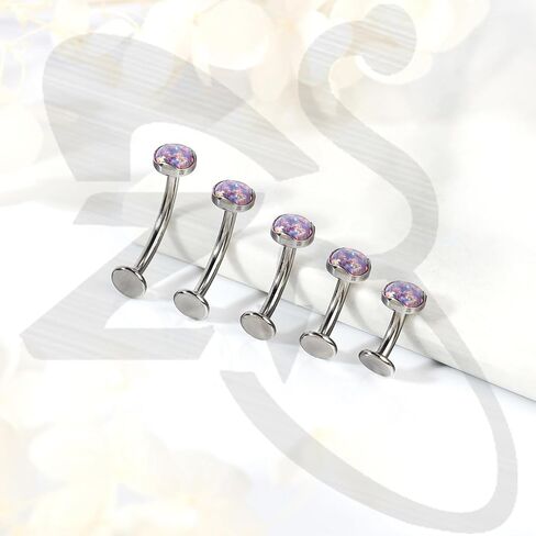 ZS ASTM F136 Titanium Belly Button Ring, 14G Opal Stones Navel Jewelry, 6/8/10/12/14MM Internally Threaded Long Bar Navel Barbell Stud Flat Back Belly Piercing in Saudi Arabia