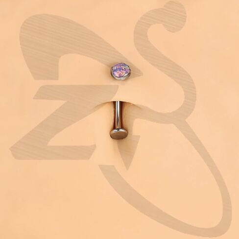 ZS ASTM F136 Titanium Belly Button Ring, 14G Opal Stones Navel Jewelry, 6/8/10/12/14MM Internally Threaded Long Bar Navel Barbell Stud Flat Back Belly Piercing in Saudi Arabia