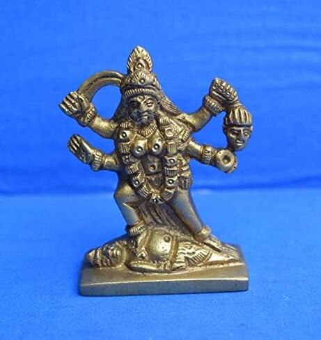 تمثال نحاسي ماها كالي على شيفا من النحاس هندو أيدول 2.5 بوصة - آلهة روحية قوية نحاس ماهاكالي ديفي مورتي للمنزل معبد ماندير كالكاجي أيدول روحاني بوجا فاستو الهند كالي براس مقدس in Kuwait