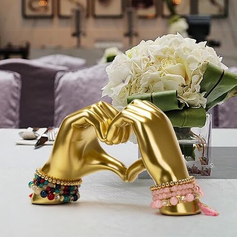 Gold Heart Hand Decoration Statues and Sculptures, Resin Abstract Love Finger Statue for Living Room, Valentine's Day, Birthday, for Wedding Shelf Coffee Table TV Cabinet Decor in Saudi Arabia