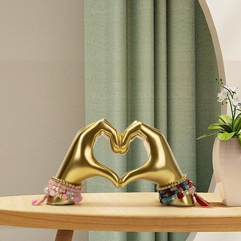 Gold Heart Hand Decoration Statues and Sculptures, Resin Abstract Love Finger Statue for Living Room, Valentine's Day, Birthday, for Wedding Shelf Coffee Table TV Cabinet Decor in Saudi Arabia