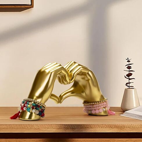 Gold Heart Hand Decoration Statues and Sculptures, Resin Abstract Love Finger Statue for Living Room, Valentine's Day, Birthday, for Wedding Shelf Coffee Table TV Cabinet Decor in Saudi Arabia