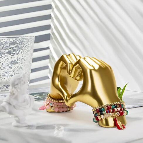 Gold Heart Hand Decoration Statues and Sculptures, Resin Abstract Love Finger Statue for Living Room, Valentine's Day, Birthday, for Wedding Shelf Coffee Table TV Cabinet Decor in Saudi Arabia
