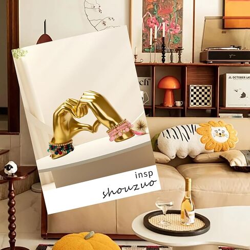 Gold Heart Hand Decoration Statues and Sculptures, Resin Abstract Love Finger Statue for Living Room, Valentine's Day, Birthday, for Wedding Shelf Coffee Table TV Cabinet Decor in Saudi Arabia