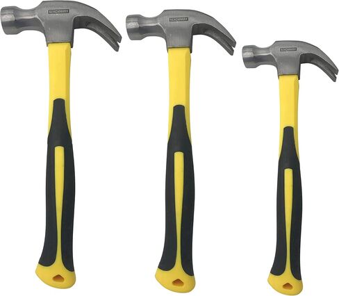 3 Pack of Claw Hammers (20 oz, 16 oz, 8 oz) with Sure-Grip Fiberglass Handles and Polished Steel Head in Kuwait
