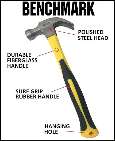 3 Pack of Claw Hammers (20 oz, 16 oz, 8 oz) with Sure-Grip Fiberglass Handles and Polished Steel Head in Kuwait