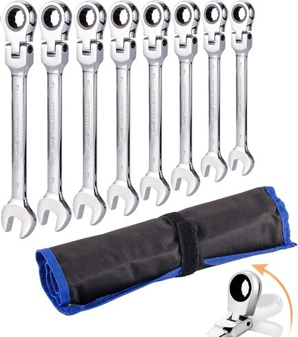 Flexible Ratchet Wrench Set 8pcs 9-17mm Spanner Gear Ring Ratcheting Combination Flexi Wrenches Kit Metric Flex Head in Saudi Arabia