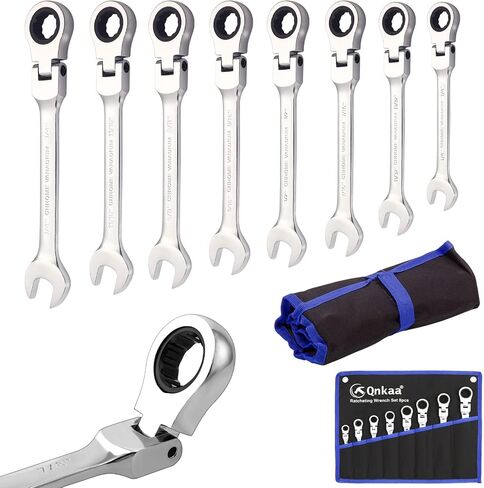 Flexible Ratchet Wrench Set 8pcs 9-17mm Spanner Gear Ring Ratcheting Combination Flexi Wrenches Kit Metric Flex Head in Saudi Arabia