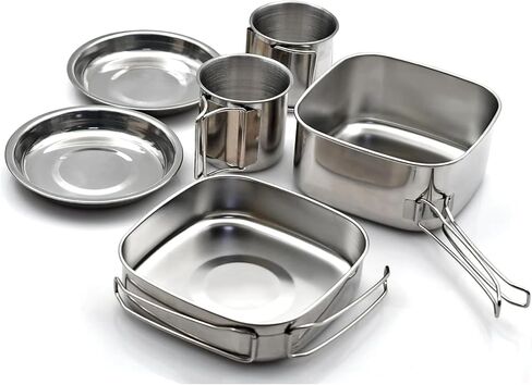 حقيبة الظهر للتخييم، أدوات طهي صغيرة للنزهة والتخييم، مجموعة أدوات الطبخ من الفولاذ المقاوم للصدأ، مجموعة أطباق للمشي لمسافات طويلة، وحقيبة الظهر، وصناعة الأدغال والنزهة، والتخييم، وتتضمن حقيبة حمل in Kuwait