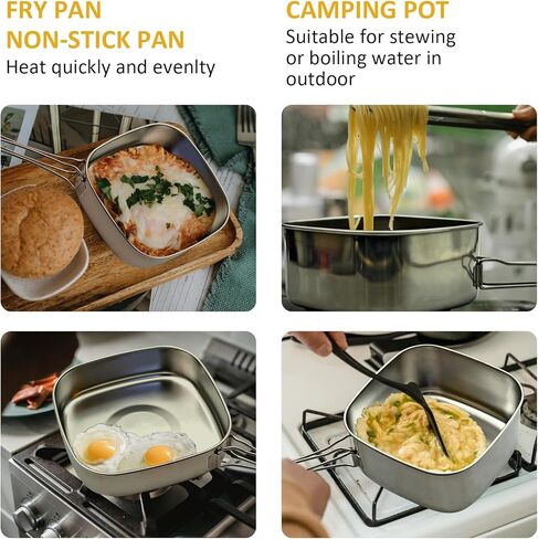 حقيبة الظهر للتخييم، أدوات طهي صغيرة للنزهة والتخييم، مجموعة أدوات الطبخ من الفولاذ المقاوم للصدأ، مجموعة أطباق للمشي لمسافات طويلة، وحقيبة الظهر، وصناعة الأدغال والنزهة، والتخييم، وتتضمن حقيبة حمل in Kuwait