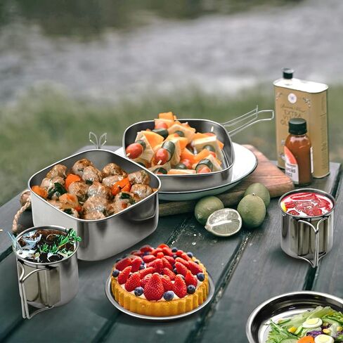 حقيبة الظهر للتخييم، أدوات طهي صغيرة للنزهة والتخييم، مجموعة أدوات الطبخ من الفولاذ المقاوم للصدأ، مجموعة أطباق للمشي لمسافات طويلة، وحقيبة الظهر، وصناعة الأدغال والنزهة، والتخييم، وتتضمن حقيبة حمل in Kuwait