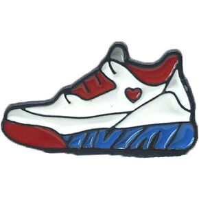Flairs New York Premium Handmade Enamel Lapel Pin Brooch Badge (Red White Blue Sneakers, 1 Pin)