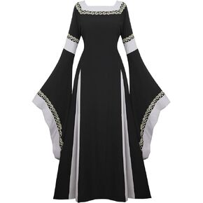 Lehauya Womens Medieval Renaissance Costume Cosplay Victorian Vintage Retro Gown Long Dress