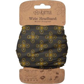 Karma Mod Floral Headband for Women - Wide - Fabric Headband and Stretchy Hair Scarf - Black And Orange