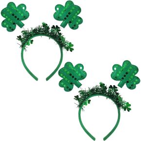 2 Pcs St. Patrick's Day Shamrock Headband Clover Hair Hoops Bands Women Halloween Leprechaun Irish Day Parade Headpiece