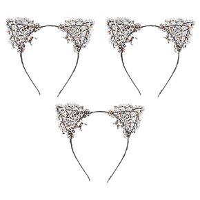 Beaupretty Cute Hair Band Turban Headband Hollow Lace Hair Band 3pcs Lace Cat Ear Headband Scarf Modeling Miss Fabric Party Hair Accessory Childrens Place Girls Clothes