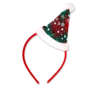AIUPUOC Christmas Headbands Big Red Bow Hairbands for Women Xmas Tree Glitter Hair Accessories Party Hair Decorations 1Pcs (D)