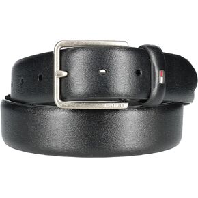 Tommy Hilfiger Men's Smooth Feather Edge Leather Belt, 34, Black