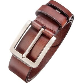 Men's Belt Thick Full Grain Leather Belts 1.5" Wide Great for Casual Jeans Dress, Trim to Fit in Saudi Arabia