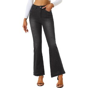 Allegra K Women's High Waist Flare Jeans Retro Stretchy Denim Jean Pants Bell Bottom Jeans
