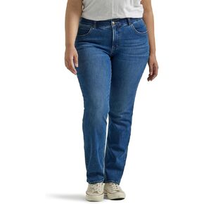 Lee Women's Size Ultra Lux Comfort with Flex Motion Straight Leg Jean, Cobalt Sheen, 20 Plus Petite in Kuwait