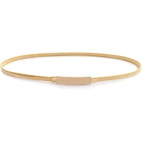 Women Skinny Metal Waist Belt Elastic Chain Belt Thin Waistband for Dress, Gold