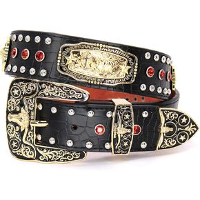 West Star Concho Belt Mens Women Western Cowboy Leather Belt Longhorn Horse Rooster Cowboy Prayer Sheriff Star Decoration in Saudi Arabia