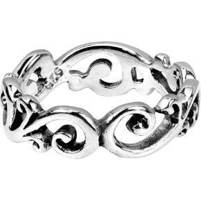 AeraVida Swirl and Filigree All-Around Band .925 Silver Ring
