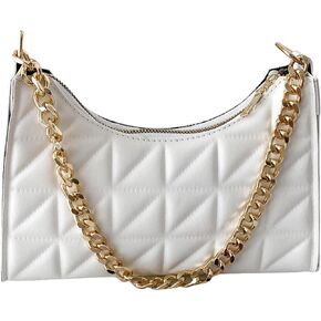 SweatyRocks Women's Geo Quilted Detail Handbag Small Shoulder Handbags Solid Clutch Purse Square Bags