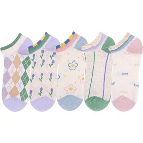 Benefeet Sox Womens Girls Cute Frilly Lettuce Ankle Socks Fun Novelty Ruffle Top Floral Kawaii Short Socks