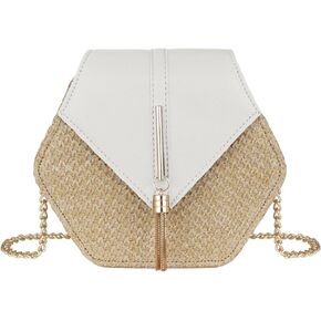 Straw Crossbody Bag for Women Cute Shoulder Handbag Summer Beach Bag Purse with Tassel