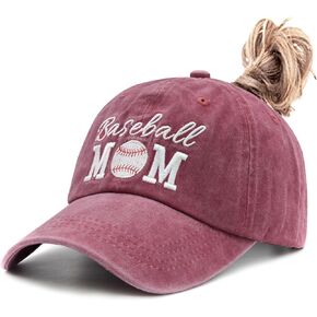 Waldeal Women's Embroidered Adjustable Ponytail Hat Messy High Bun Baseball Cap