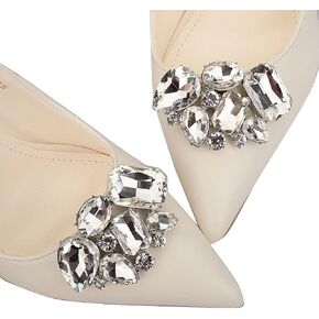 Missgrace Fashion Wedding Bridal Luxury Elegant Crystal Shoe Clips Removable Rinestone Shoe Buckles Decorative Shoe Accessories for Women 2Pcs