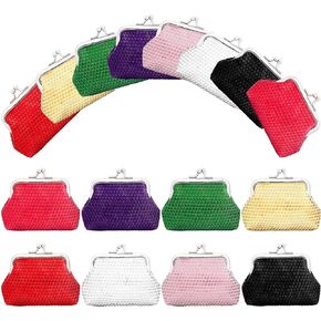 ZOOFOX 16 Pieces Mini Coin Purse, Sparkly Change Purse for Women and Girls, Vintage Trinkets Pouch Kiss Lock Women Wallet Clutch Purse