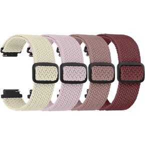 4 Pack Braided Stretchy Adjustable Straps 16mm 18mm Quick Release for Women Men,Sport Elastic Nylon Cloth Wristbands Band Width 16mm 18mm
