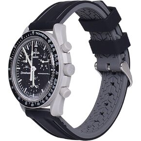 uEmoh Watch Band for Moonswatch Watch,Soft Silicone Strap for Omega X Swatch Moonswatch Speedmaster 20mm Watch, Quick Release Watch Replacement Strap Men Women