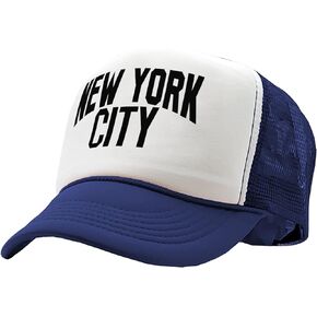 New York City - Retro mod Lennon Meme - Vintage Retro Style Trucker Cap Hat