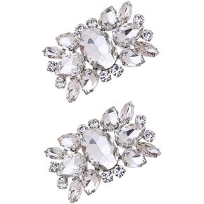 MLAVXCC Elegant Rhinestone Crystal Shoe Clips Wedding Party Shoes Buckles Decoration for Pumps Flats Sandals, 2Pcs