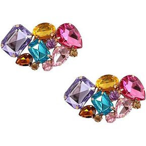 Fodattm 2PCS Elegant Rhinestone Crystal Shoe Clips Shoes Decoration Charms Shoe Buckle Dress Hat Shoes Clips for Wedding Party (C#)