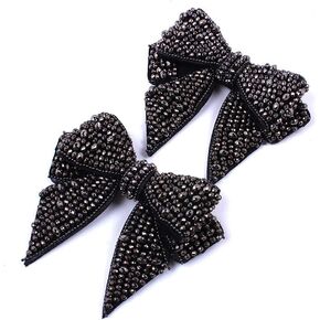 2PCS DIY Handmade Rhinestone Bee Shoe Straps Band Shoe Flower Accessories Shoes Decoration Charms Flats High Heels/Pumps Holder Shoe Decor for Lady Women (Bowknot Beaded Style)