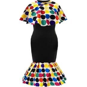 DOAFRIAFRI Women's African Casual Dress Ankara Print Wax Dress Tribal Dress