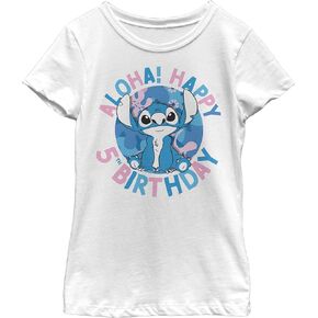Disney Lilo Stitch 5th Birthday Girl's Solid Crew Tee