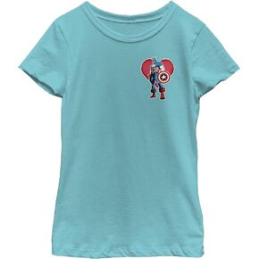 Fifth Sun Girl's Captain America Heart T-Shirt