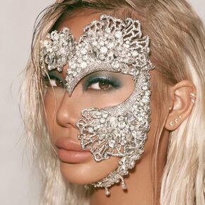 STONEFANS Cubic Zirconia Masquerade Mask Face Jewelry for Women  Halloween Half Face Masquerade Mask Prom Costumes Accessory