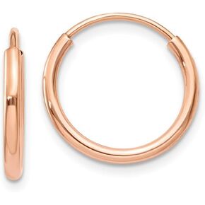 14k Rose Gold Continuous Endless Hoop Earrings, (1.5mm Tube)