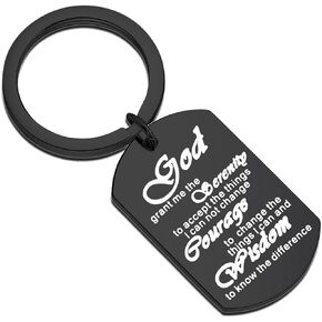 Serenity Prayer Keychain Necklace Recovery Bible Verse Necklace Keyring Gift