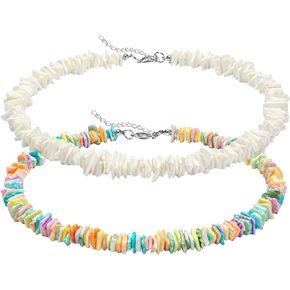 2/3 Pcs Puka Shell Necklace for Men Surfer Necklace Mens Beaded Necklaces Outer Banks White Necklace for Women Colorful Summer Seashell Choker Black Beach Necklaces set Coconut Shell Hawaiian