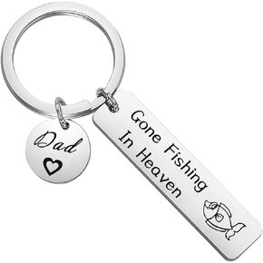 AKTAP Memorial Keychain In Memory Of Dad Gone Fishing In Heaven Sympathy Gift For Loss of Loved One