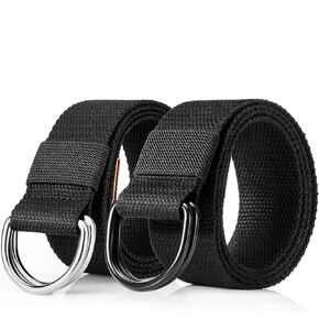 Canvas Web Belt for Men Women, Casual Double D Ring Belt 1 1/2" Wide