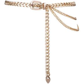 Fashion Womens Silver Gold Metal Waist Chain Belt with Pin Buckle Thick for Jeans Skirts Pants Dresses Girls